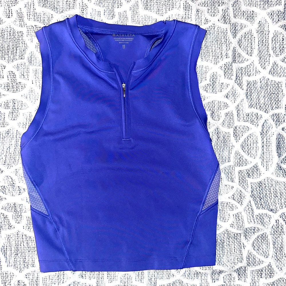 Athleta Royal Blue Zip Tank Top